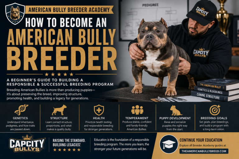 Read more about the article How to Become an American Bully Breeder: A Beginner’s Guide to Building a Responsible Program